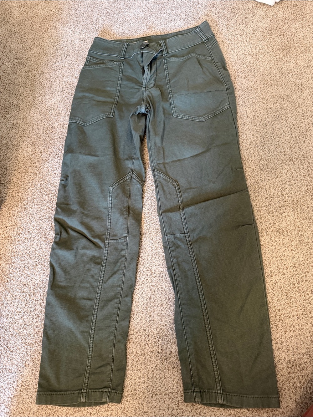 Pilcro Olive Green Straight-Leg Utility Pants